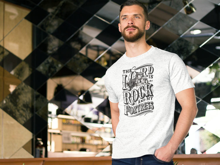 Christian men's t-shirt - The Lord is my rock and fortress
