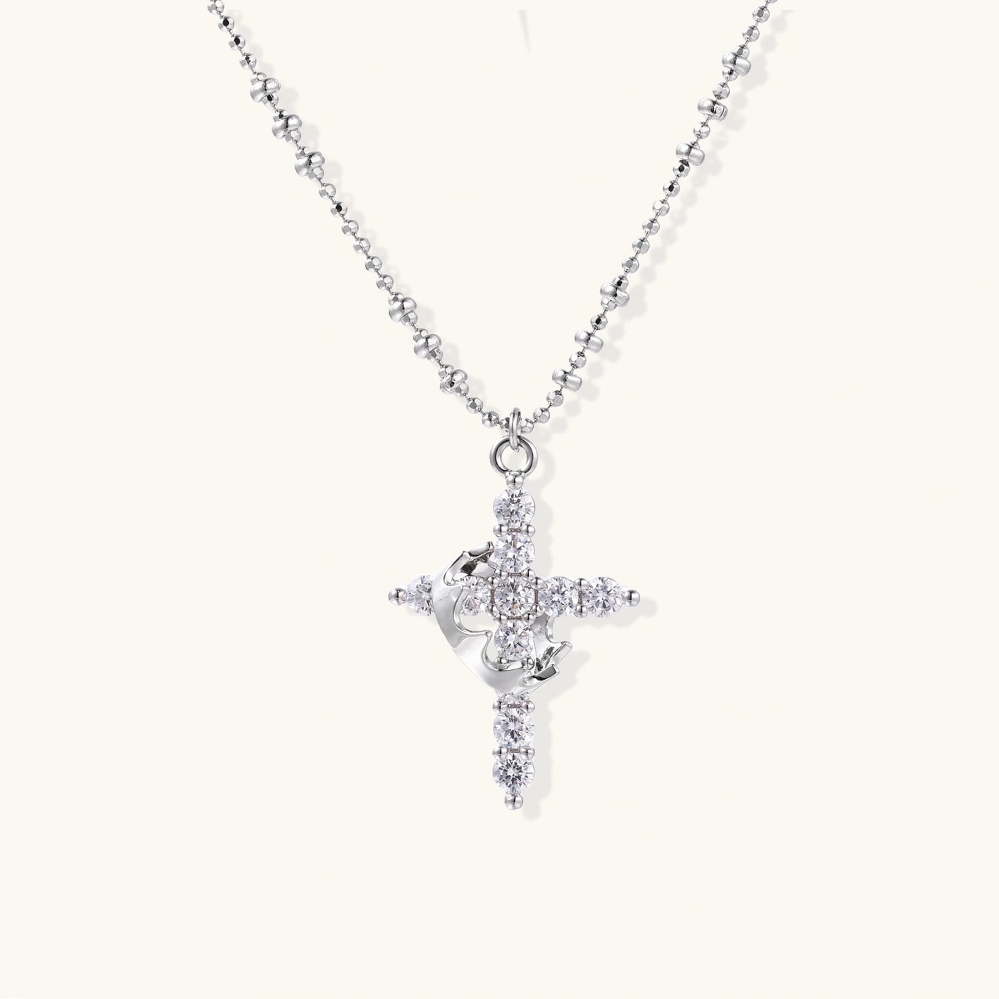 Crowned in Grace Cross Necklace | White Gold Plated Christian Jewelry | Glory 2 Glory Boutique