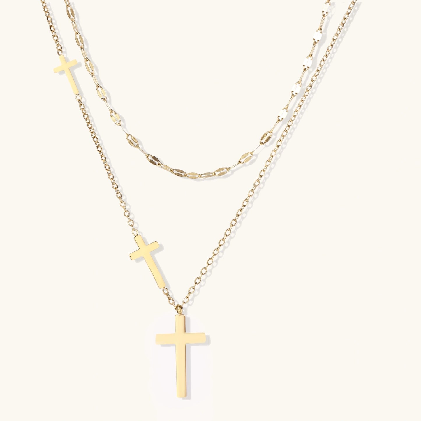 Trinity Layers Cross Necklace Set | Glory 2 Glory Boutique