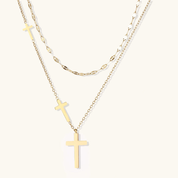 Trinity Layers Cross Necklace Set | Glory 2 Glory Boutique