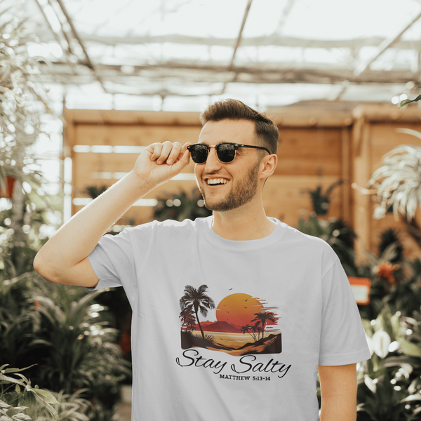 Stay Salty Christian T-Shirt Matthew 5:13 | Beach Sunset Faith Shirt | Inspirational Jesus Graphic Tee