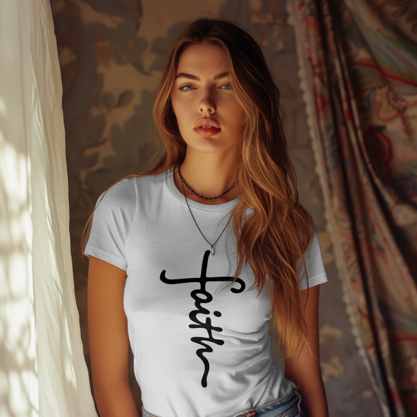 Faith Cross Christian T-Shirt | Minimalist Jesus Shirt | Vertical Cross Faith Graphic Tee