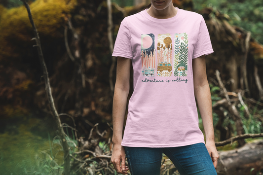 Adventure Is Calling Shirt – Retro Camper Van Nature Tee for Wanderlust Lovers