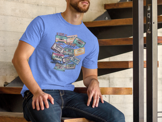 Christian Cassette Tape Worship T-Shirt  Retro Music Faith Tee